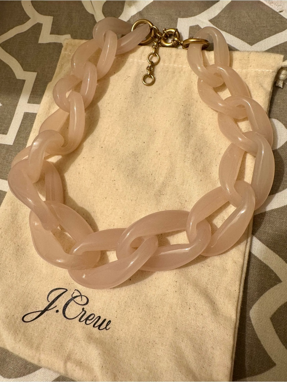 NWT J. Crew Elongated Link Necklace Soft Blush Pink Resin Statement Chain G6273